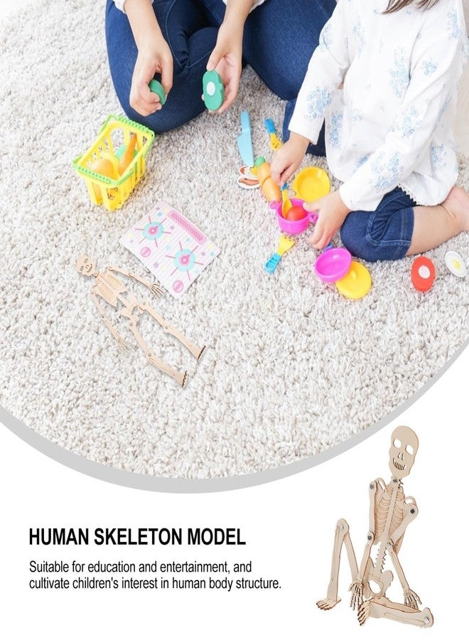 ياردوي مجموعة أدوات تعليمية لتجميع الهيكل العظمي الخشبي من ياردوي، نموذج تشريحي بشري للأطفال، بيج، 13.4 بوصة، أداة تعليمية للحرف اليدوية وتعلم الهيكل العظمي - Image 2